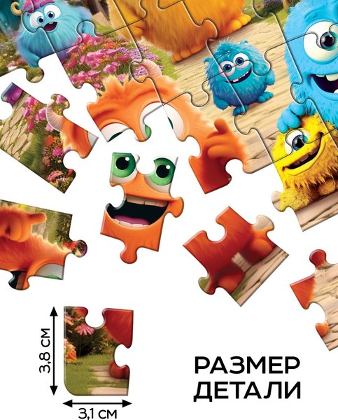 Подарочный набор Puzzle Time Милые монстрики. С игрушкой / 10776681 (54эл)