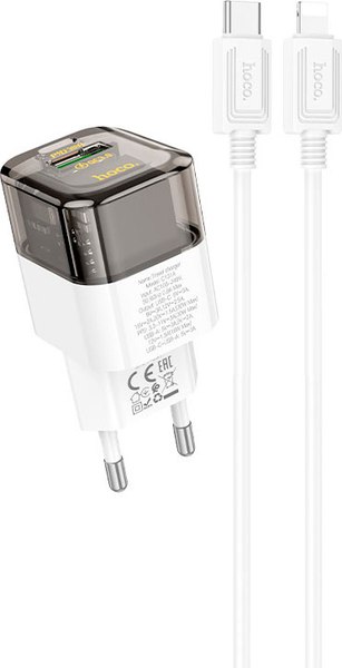 Зарядное устройство сетевое Hoco C131A Platinum 30W + кабель Type-C-Lightning (черный)