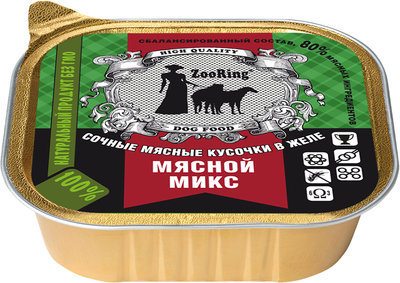 Влажный корм для собак ZooRing Мясной микс кусочки в желе / 63735