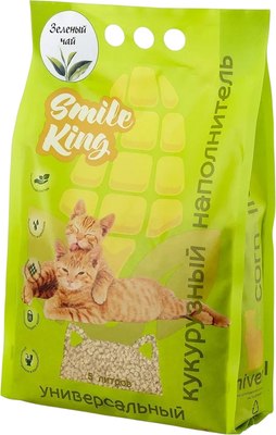 Наполнитель для туалета Smile King Кукурузный универсальный / SK-002 (3кг, зеленый чай) - 