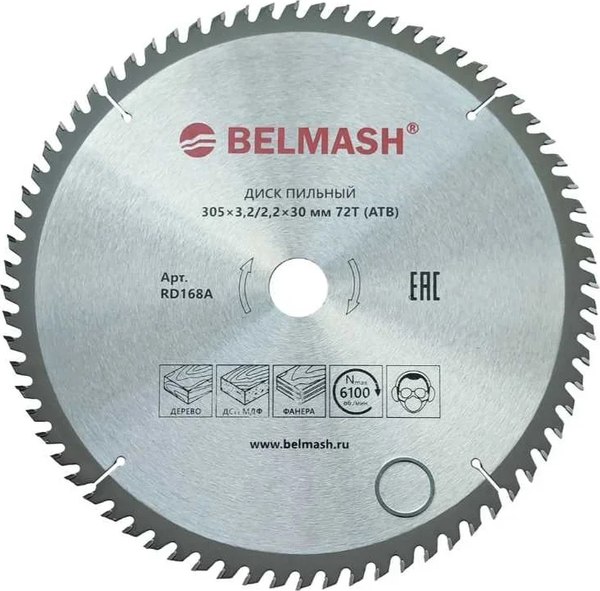 Пильный диск БЕЛМАШ 305x3.2/22x30 72T / RD168A