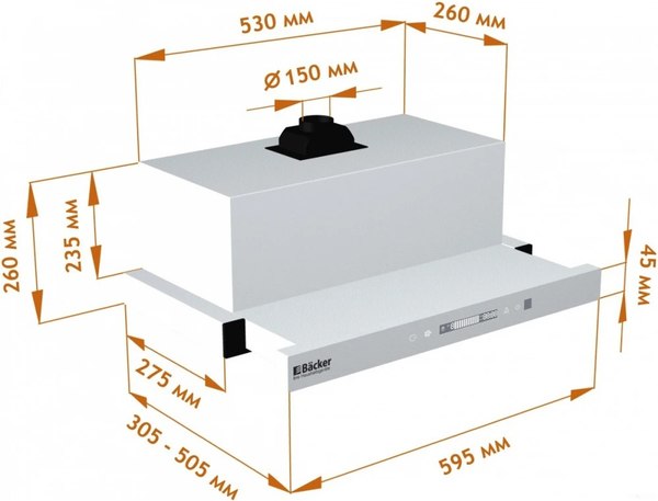 Купить Вытяжка телескопическая Backer TH60CL-15F1K-SHINY White MС в Минске