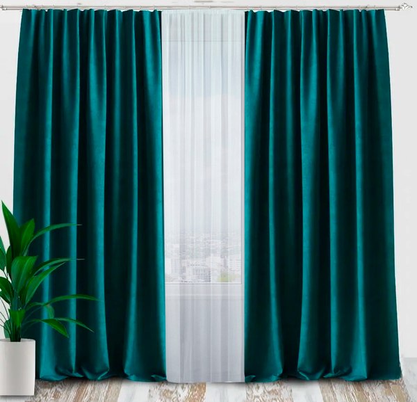 Комплект штор AMI Бархат 150x270 + Гардина Вуаль 300х270