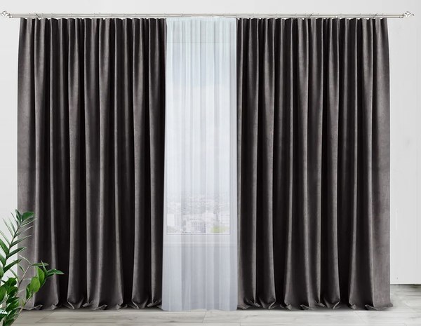 Комплект штор AMI Бархат 150x270 + Гардина Вуаль 300х270