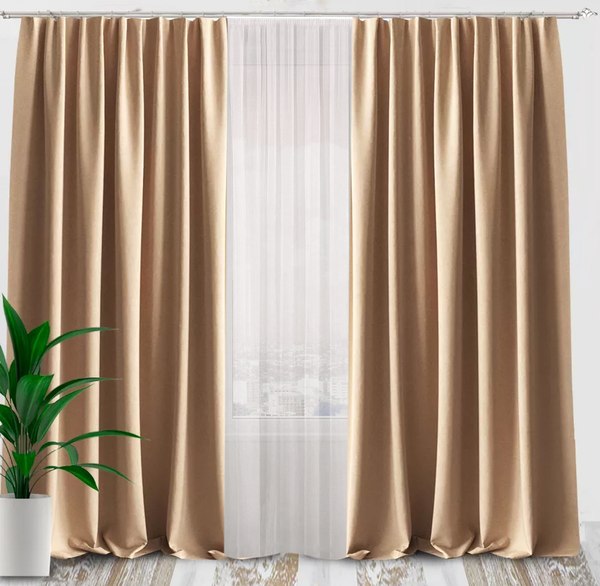 Комплект штор AMI Бархат 150x270 + Гардина Вуаль 300х270