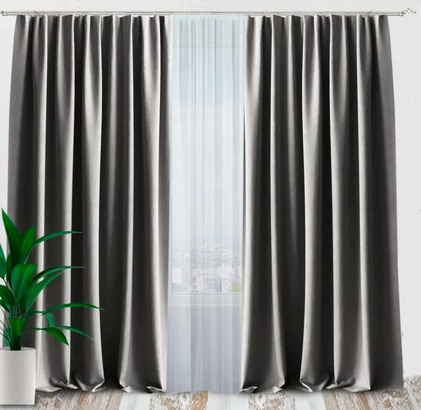 Комплект штор AMI Бархат 150x270 + Гардина Вуаль 300х270
