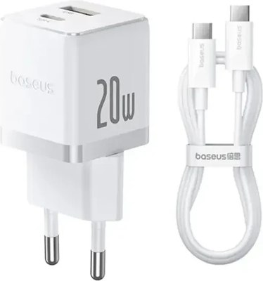 Зарядное устройство сетевое Baseus Palm C+U 20W EU / P10111608213-01 (белый) - 