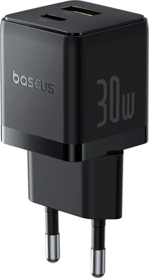 Адаптер питания сетевой Baseus Palm C+U 30W EU / P1011160A113-00 (черный) - 