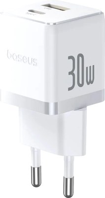 Адаптер питания сетевой Baseus Palm C+U 30W EU / P1011160A213-00 (белый) - 