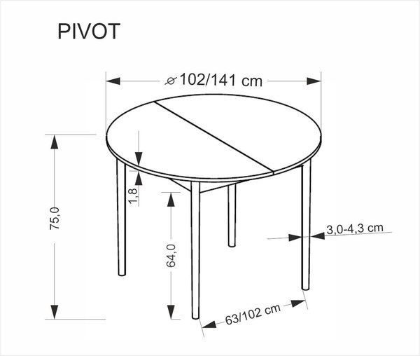 Купить Обеденный стол Halmar Pivot 102-142x102x75 в Витебске