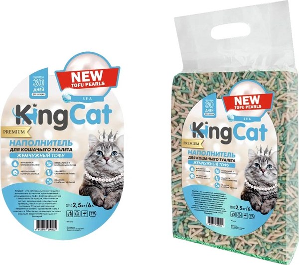 Наполнитель для туалета KingCat Жемчужный Тофу (2.5кг, морской)