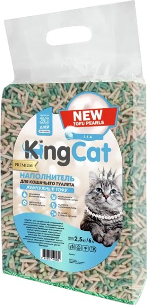 Наполнитель для туалета KingCat Жемчужный Тофу (2.5кг, морской)