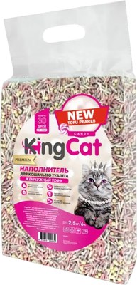 Наполнитель для туалета KingCat Жемчужный Тофу (2.5кг, конфета) - 