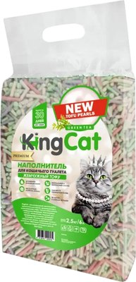 Наполнитель для туалета KingCat Жемчужный Тофу (2.5кг, зеленый чай) - 