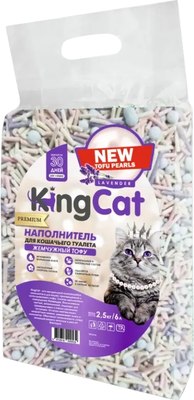 Наполнитель для туалета KingCat Жемчужный Тофу (2.5кг, лаванда) - 