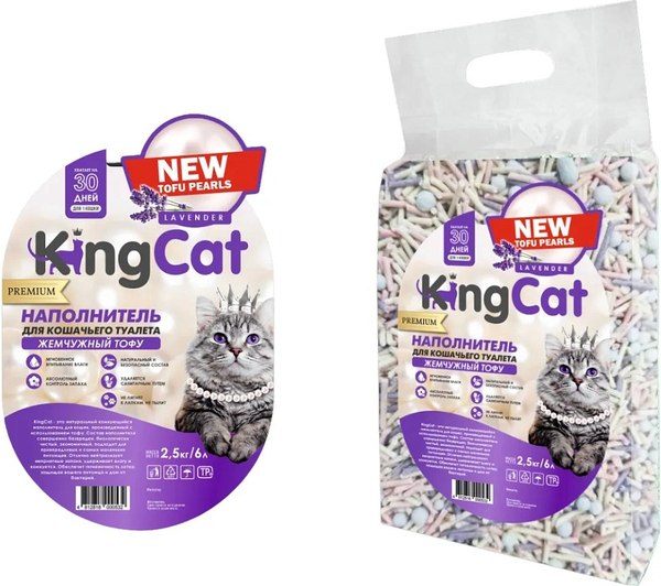 Наполнитель для туалета KingCat Жемчужный Тофу (2.5кг, лаванда)