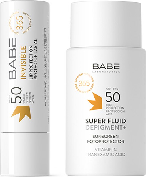 Набор косметики для лица Laboratorios Babe Солнцезащитный флюид SPF50+Помада SPF50 (50мл+4г)