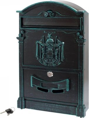 Почтовый ящик Аллюр Герб №4011В (зеленая патина) - 