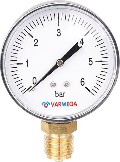 Манометр сантехнический Varmega Радиальный 80мм 6 бар 1/2" / VMMT10-800604