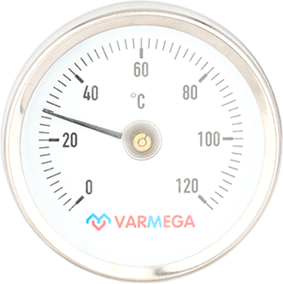 Термометр биметаллический Varmega Накладной 63мм 120С с пружиной / VMMT05-635000 -