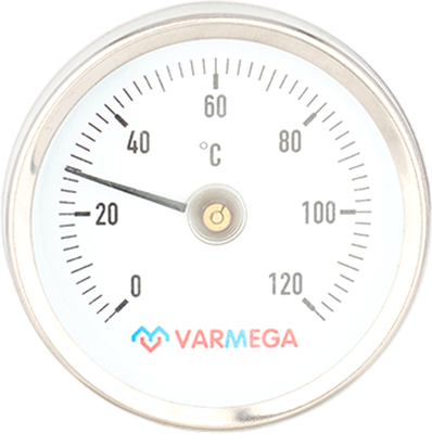 Термометр биметаллический Varmega Накладной 80мм 120С с пружиной / VMMT05-805000 -