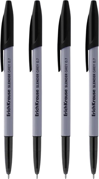 Набор шариковых ручек Erich Krause Slender Stick Grey 0.7, Super Glide Technology (4шт, черный)