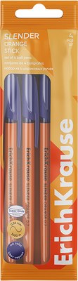 Набор шариковых ручек Erich Krause Slender Stick Orange 0.7, Super Glide Technology (4шт, синий) - 