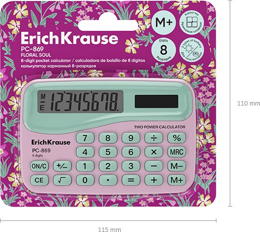 Калькулятор Erich Krause 8-разрядов PC-869 / 62748 (Floral Soul)