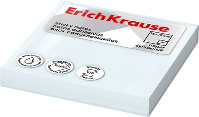 Блок для записей Erich Krause 75х75мм / 63629 (100л, белый) - 