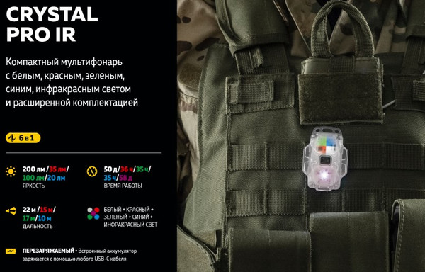Фонарь Armytek Crystal Pro IR Grey / F10201GIR