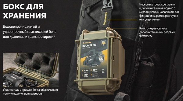 Фонарь Armytek Buckler M1 / F09301C (белый свет)