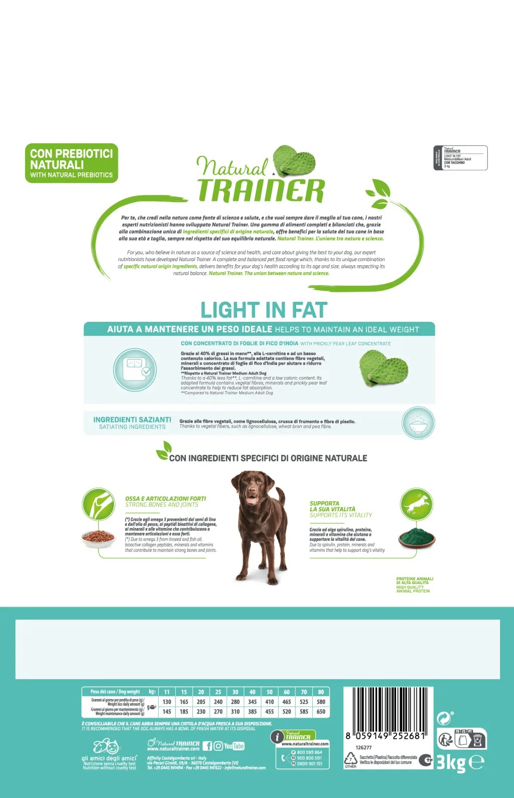 Сухой корм для собак Trainer Natural для сред. и крупных пород с избыточным весом с индейкой (3кг) — фото 2