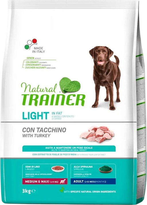 Сухой корм для собак Trainer Natural для сред. и крупных пород с избыточным весом с индейкой (3кг)