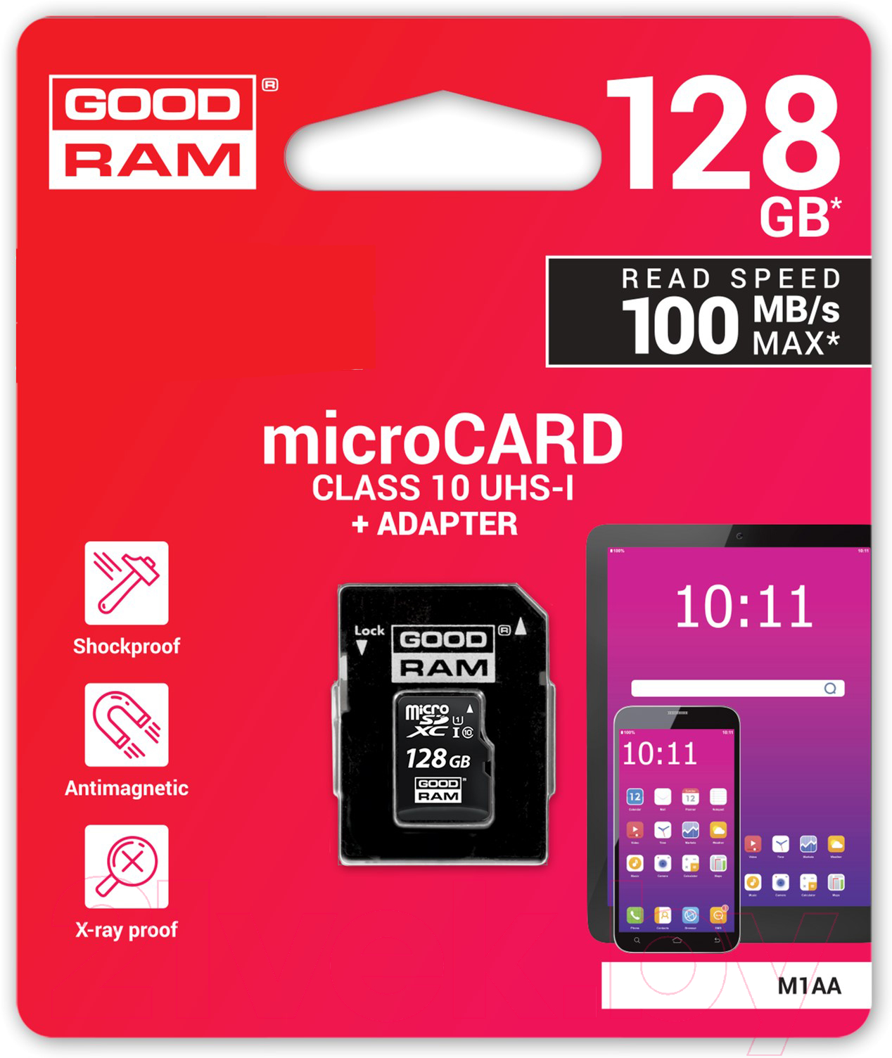 Карта памяти Goodram microSD UHS-I Class 10 128GB + адаптер (M1AA-1280R12)