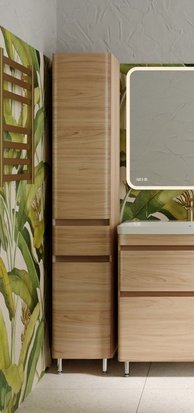 Шкаф-пенал для ванной Symbolite Атлантика 35 L Люкс Plus с корзиной