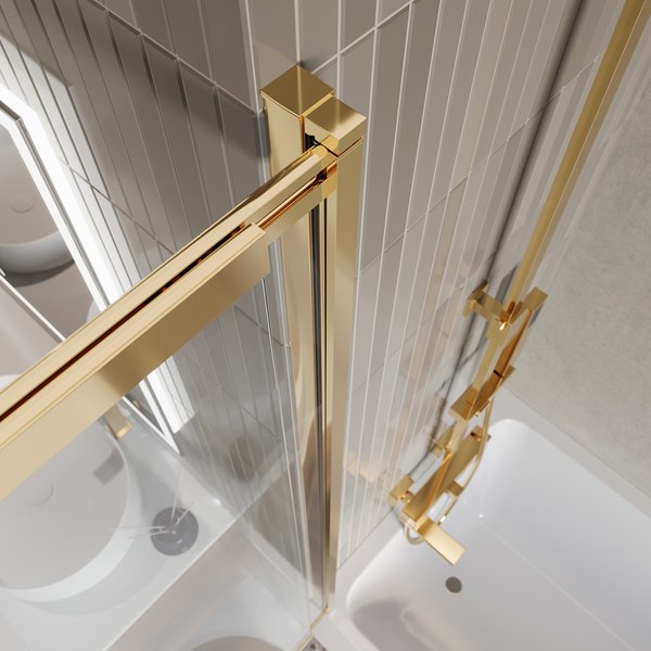 Стеклянная шторка для ванны BelBagno Luce-VF-11-100/145-C-ORO