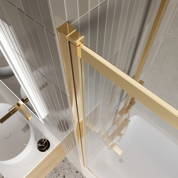 Стеклянная шторка для ванны BelBagno Luce-VF-11-100/145-C-ORO