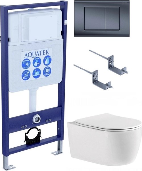 Унитаз подвесной с инсталляцией Aquatek Европа T-033 INS-0000012+KDI-0000033+KKI-0000002+AQ1106T-00