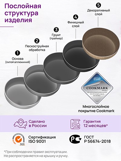 Набор кастрюль Elan Gallery Гармония Вкуса / 121121+3 (медовый гранит)