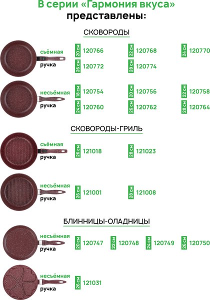 Набор сковородок Elan Gallery Гармония Вкуса / 120750+4 (рубин)
