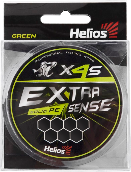 Леска плетеная Helios Extrasense X4S PE Green 92м 5/74LB 0.39мм / HS-ES-X4S-5/74LB