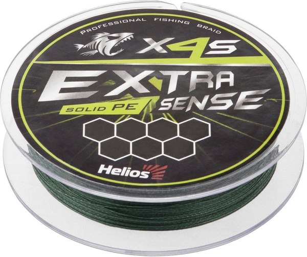 Леска плетеная Helios Extrasense X4S PE Green 92м 5/74LB 0.39мм / HS-ES-X4S-5/74LB
