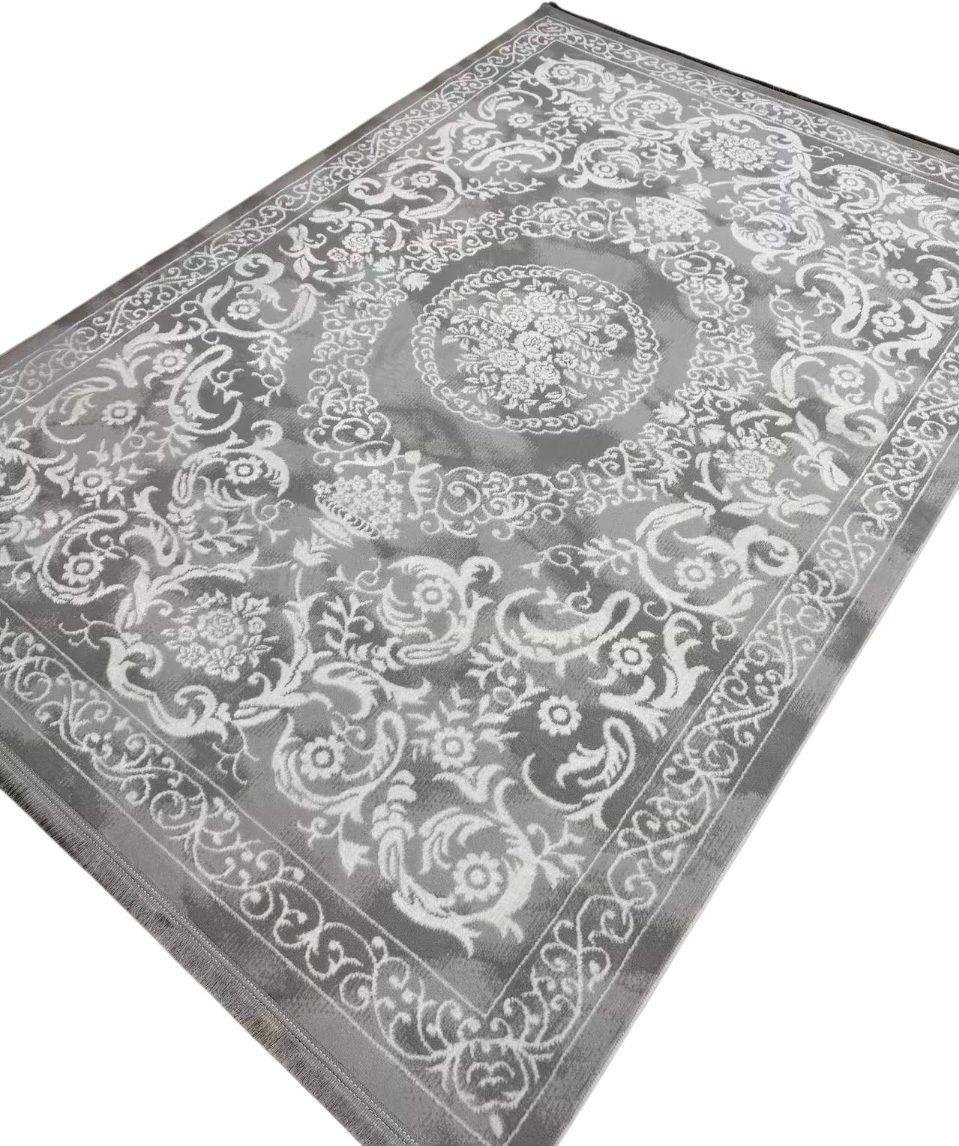 Коврик Radjab Carpet Амаль Прямоугольник 0916A / 13183RK (1.6x3, Grey/Cream) — фото 1