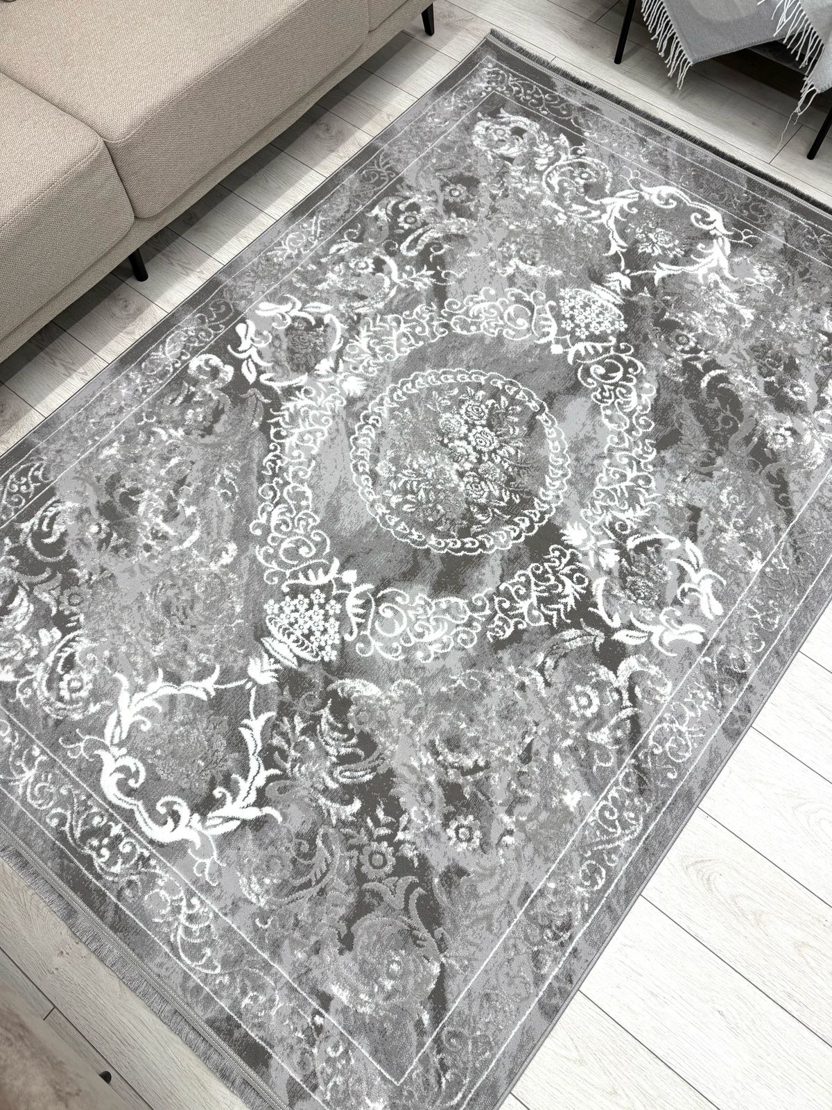 Коврик Radjab Carpet Афина Прямоугольник 0916B / 13314RK (0.8x1.5, Grey/Grey) — фото 2
