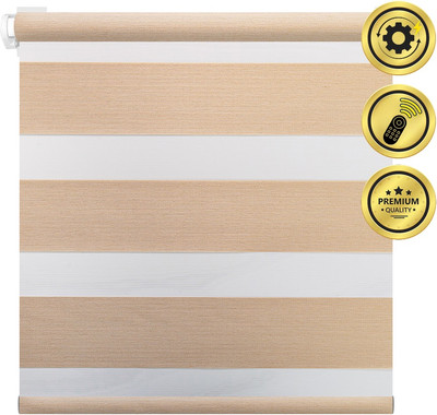 Рулонная электроштора НеоФьюжен Юпитер 140х250 левая (бежевый, белая фурнитура) - 