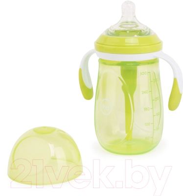 Бутылочка для кормления Happy Baby Антиколиковая с силиконовой соской / 10020 (300мл, lime)