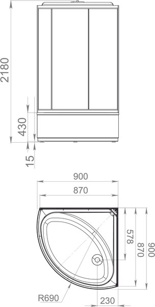 Купить Душевая кабина Domani-Spa Simple 99 High 90x90 / DS01Sm99HWM00-V1.2  