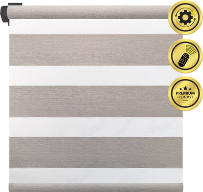 Рулонная электроштора НеоФьюжен Юпитер 110х250 левая (светло-серый, черная фурнитура) - 