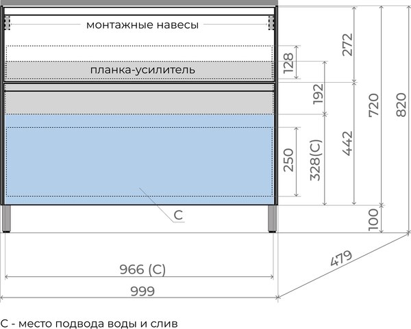 Купить Тумба под умывальник Symbolite Лима 100 Line Plus 2 ящика в Минске
