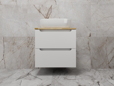 Тумба под умывальник Symbolite Бали 60 2 ящика со столешницей (подвесная, белый софт) -